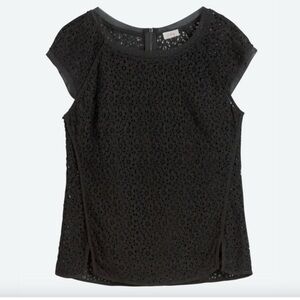 Pixley Yuli Black Lace Cap Sleeves Sheer Top Sz XL